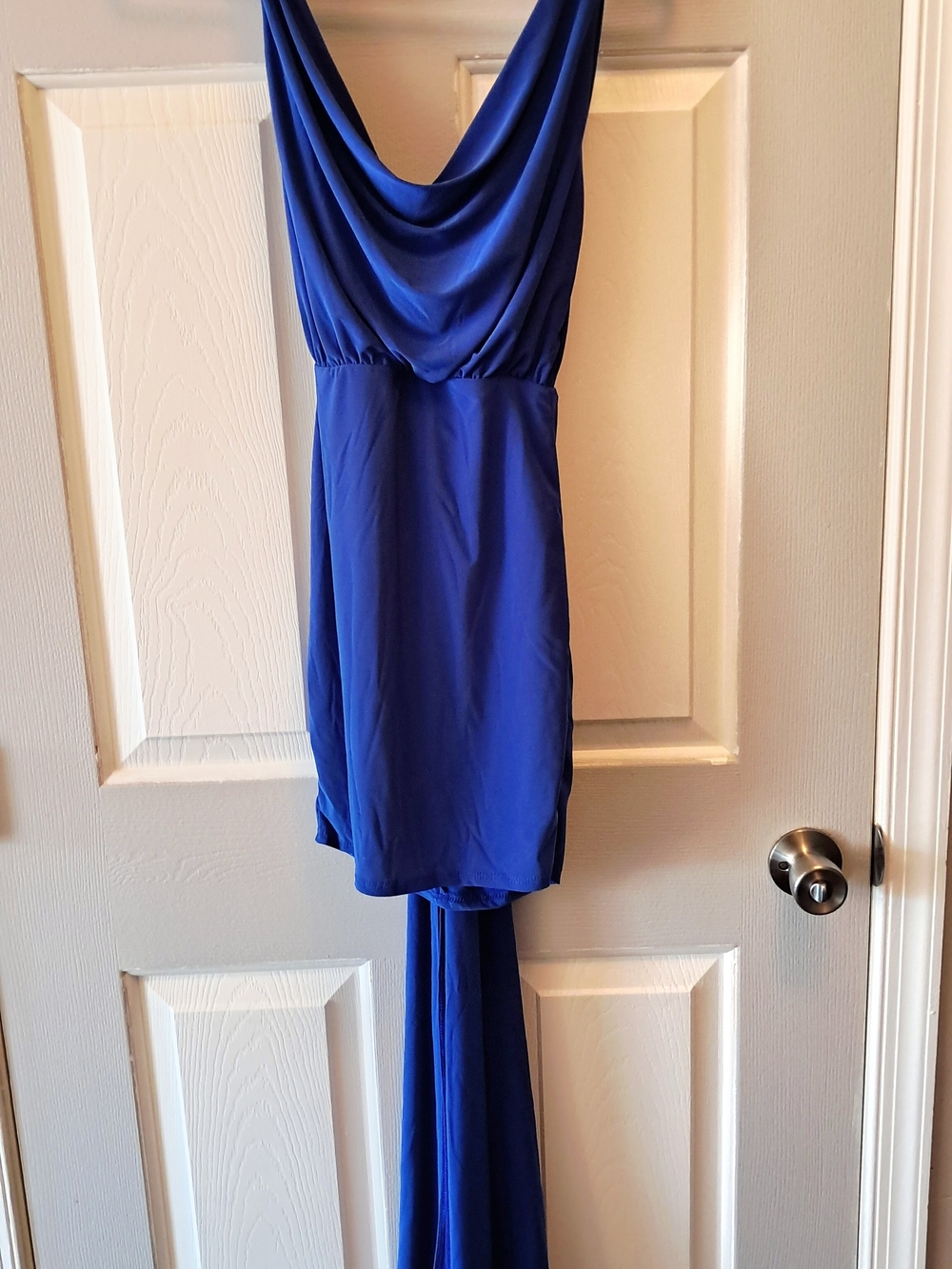 Fashion Nova Royal Blue Draped Cowl-Neck High-Low Dress